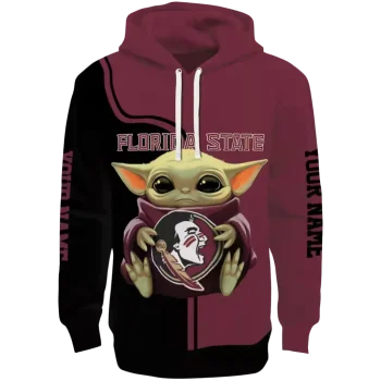 custom florida state seminoles baby yoda garnet black hoodie best selling