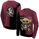 custom florida state seminoles baby yoda garnet black hoodie best selling