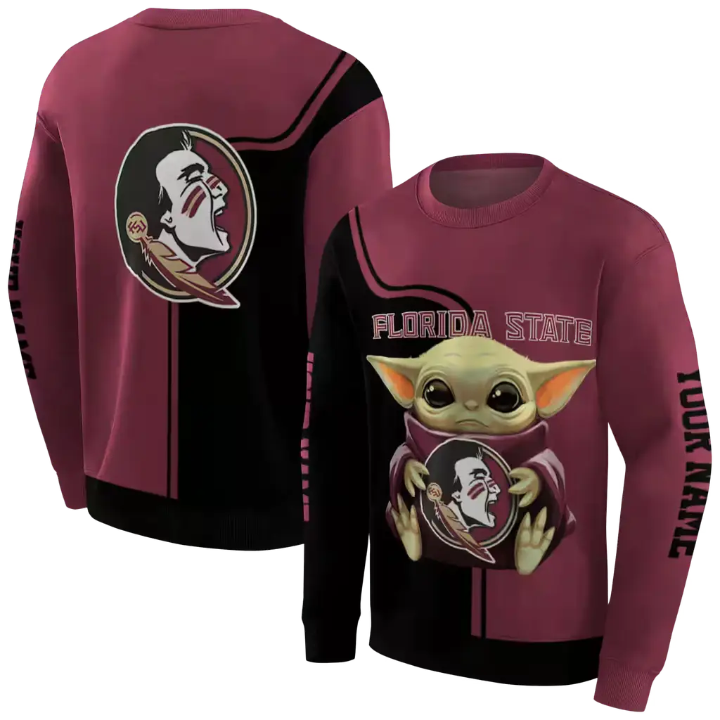 custom florida state seminoles baby yoda garnet black hoodie premium grade custom florida state seminoles baby yoda garnet black hoodie premium grade