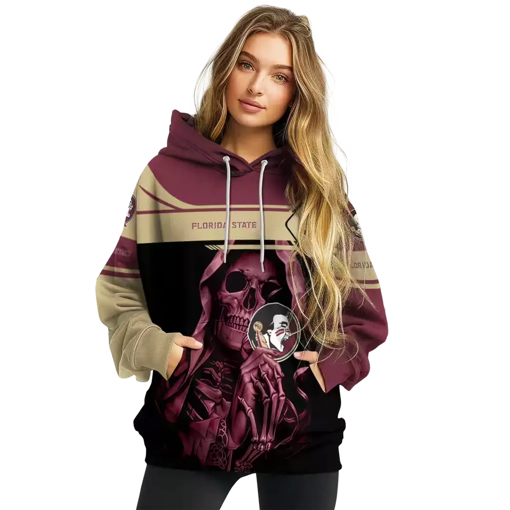 custom florida state seminoles grim reaper garnet black hoodie high quality custom florida state seminoles grim reaper garnet black hoodie high quality