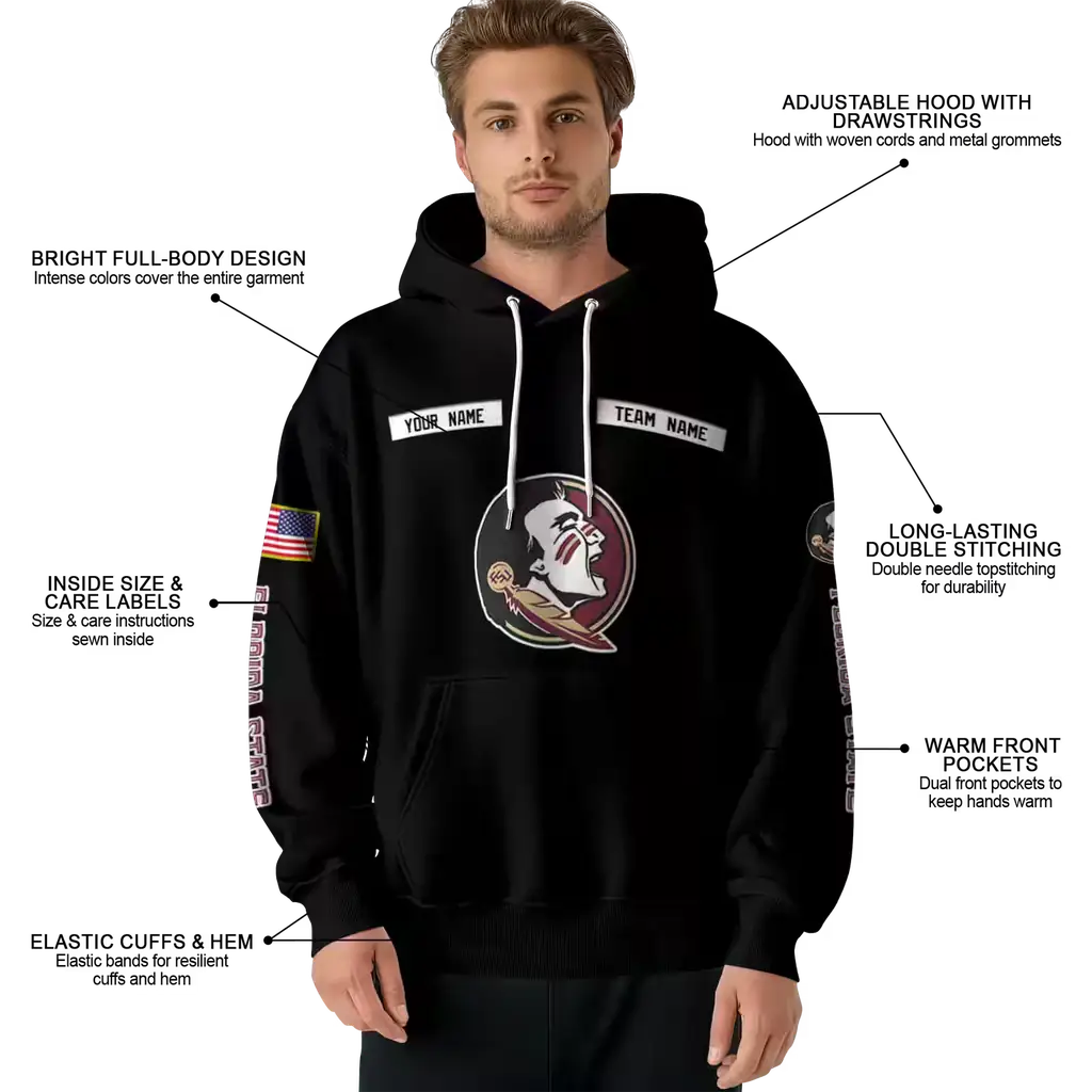 custom florida state seminoles punisher skull black hoodie latest model custom florida state seminoles punisher skull black hoodie latest model