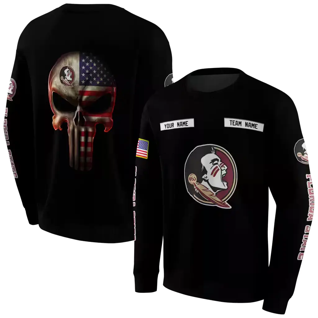 custom florida state seminoles punisher skull black hoodie premium grade custom florida state seminoles punisher skull black hoodie premium grade