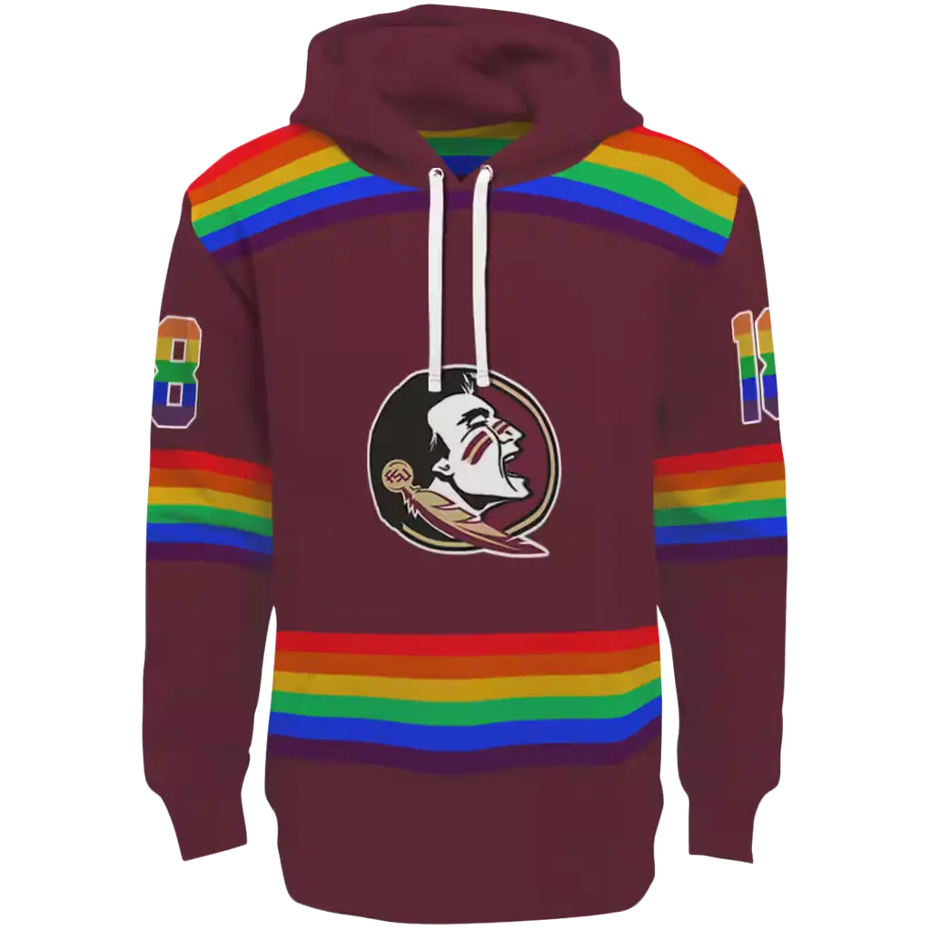 custom florida state seminoles rainbow stripes garnet hoodie best selling custom florida state seminoles rainbow stripes garnet hoodie best selling