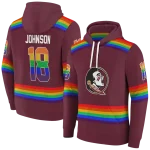 custom florida state seminoles rainbow stripes garnet hoodie best selling