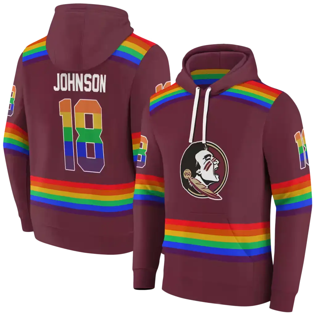 custom florida state seminoles rainbow stripes garnet hoodie fashion forward custom florida state seminoles rainbow stripes garnet hoodie fashion forward