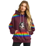 custom florida state seminoles rainbow stripes garnet hoodie best selling