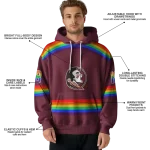 custom florida state seminoles rainbow stripes garnet hoodie best selling