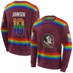 custom florida state seminoles rainbow stripes garnet hoodie best selling