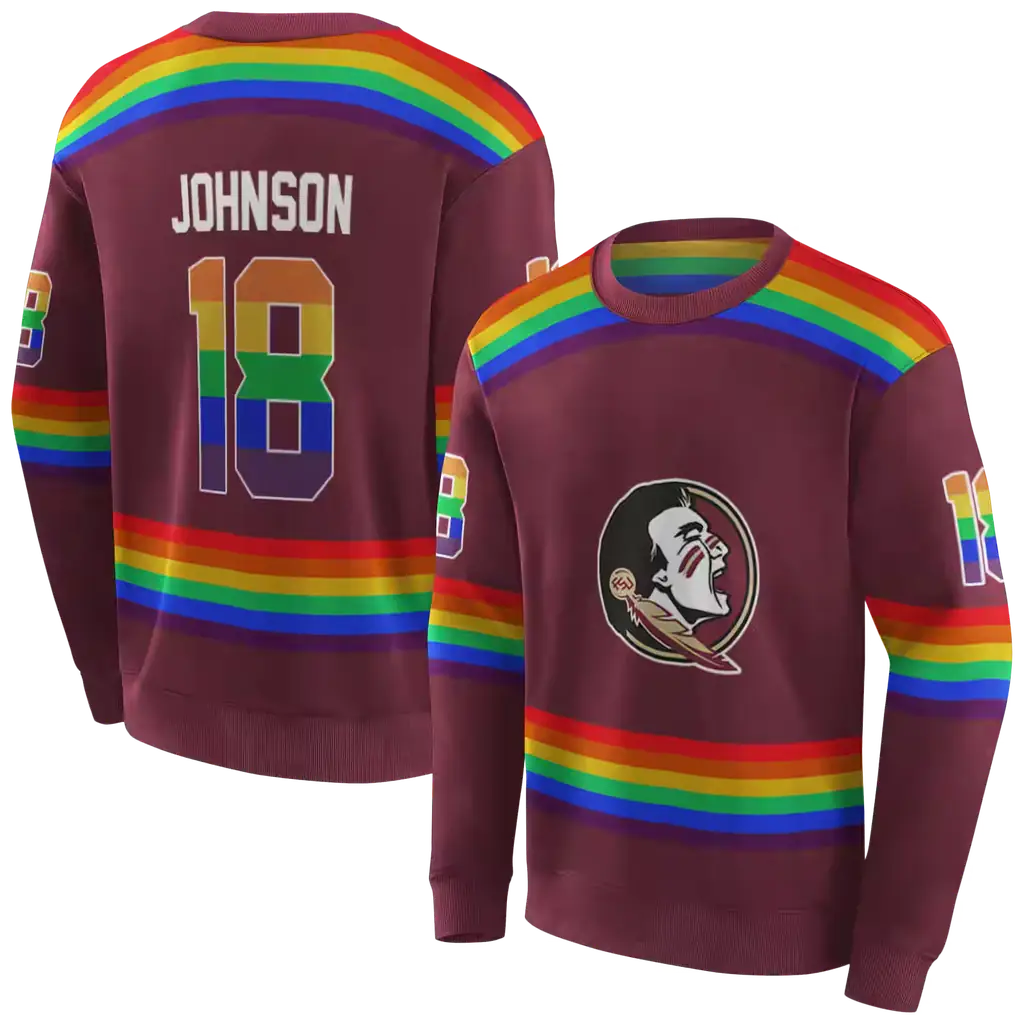 custom florida state seminoles rainbow stripes garnet hoodie premium grade custom florida state seminoles rainbow stripes garnet hoodie premium grade