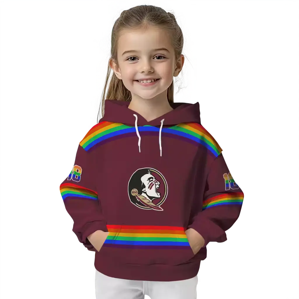custom florida state seminoles rainbow stripes garnet hoodie top rated custom florida state seminoles rainbow stripes garnet hoodie top rated
