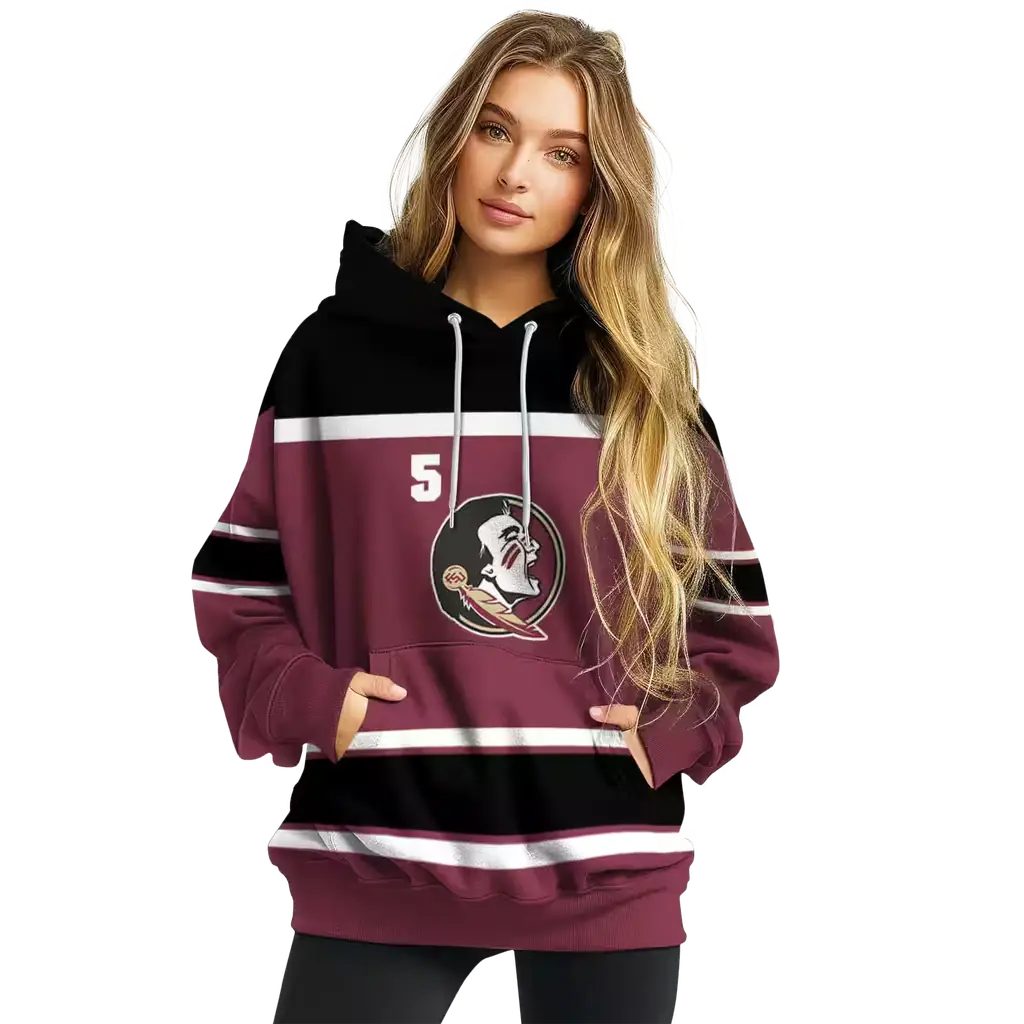 custom florida state seminoles striped pattern garnet hoodie high quality custom florida state seminoles striped pattern garnet hoodie high quality