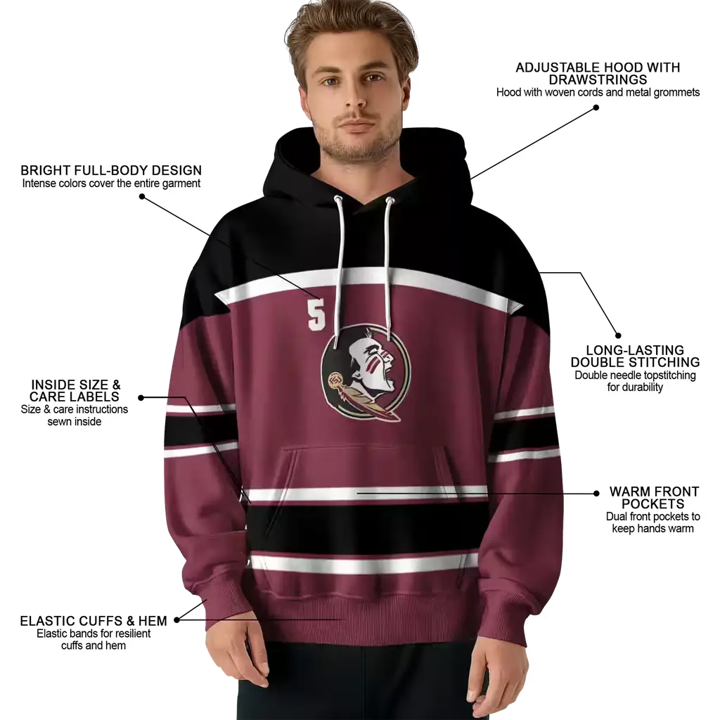 custom florida state seminoles striped pattern garnet hoodie latest model custom florida state seminoles striped pattern garnet hoodie latest model