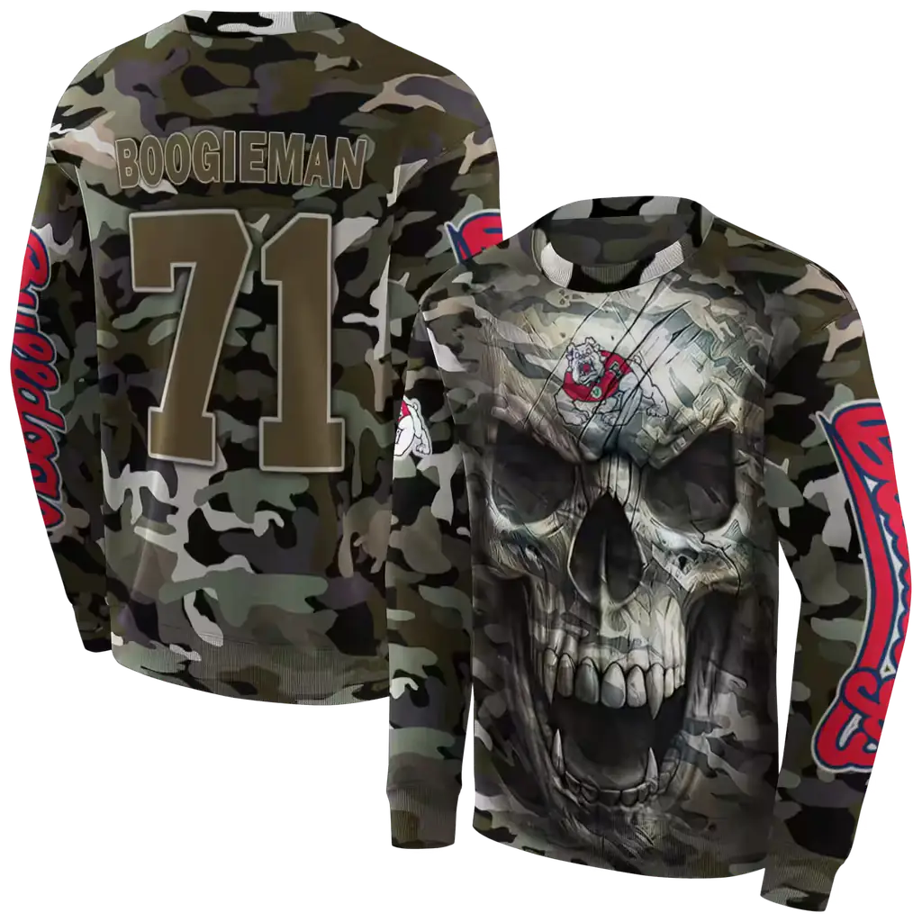 custom fresno state bulldogs camo skull hoodie premium grade custom fresno state bulldogs camo skull hoodie premium grade