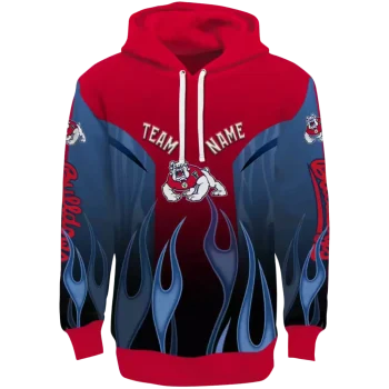 custom fresno state bulldogs flame design red hoodie best selling