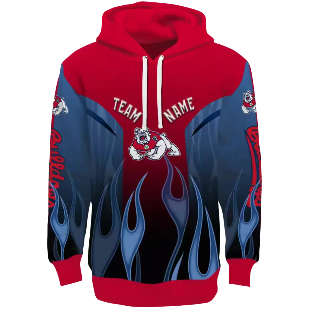 custom fresno state bulldogs flame design red hoodie best selling custom fresno state bulldogs flame design red hoodie best selling