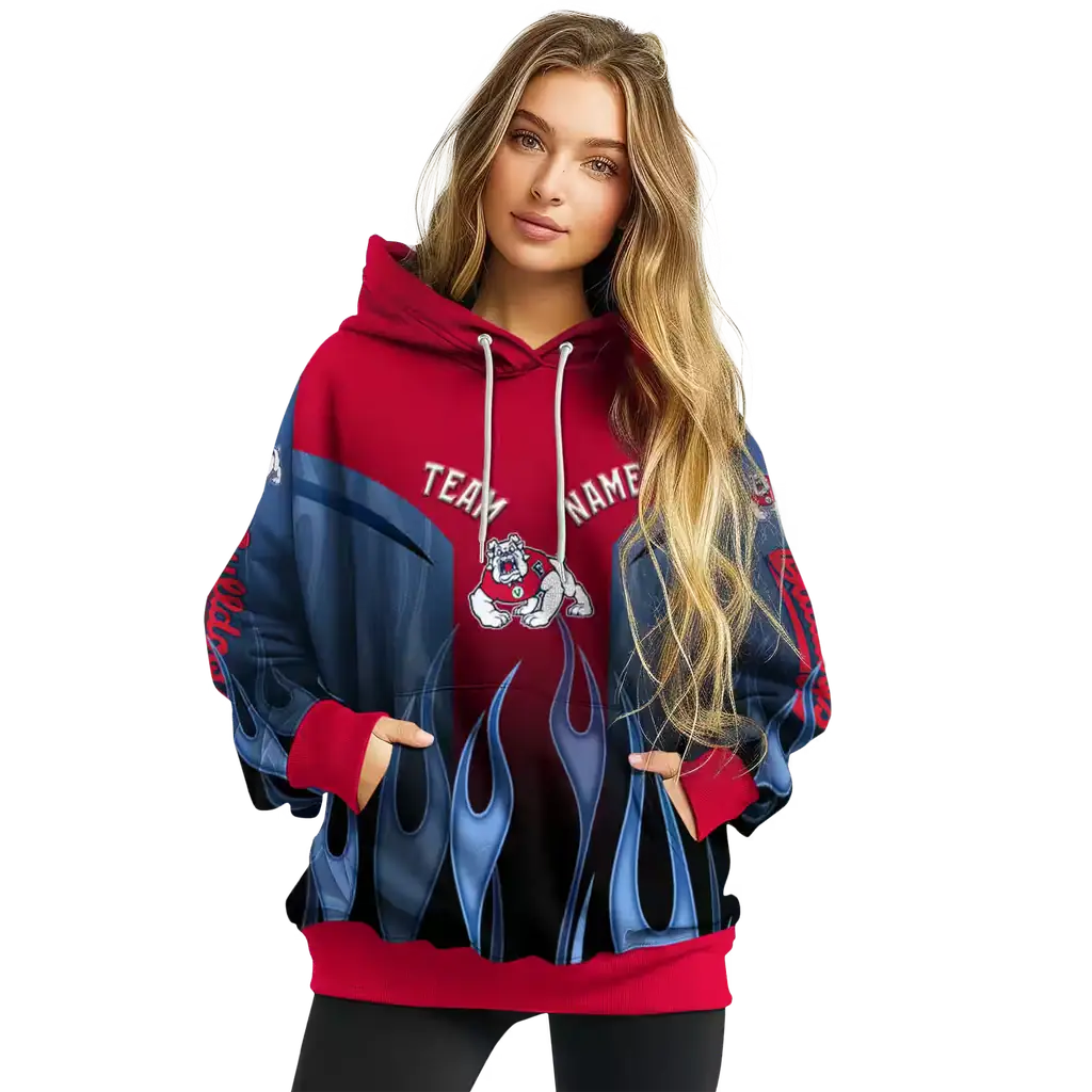 custom fresno state bulldogs flame design red hoodie high quality custom fresno state bulldogs flame design red hoodie high quality