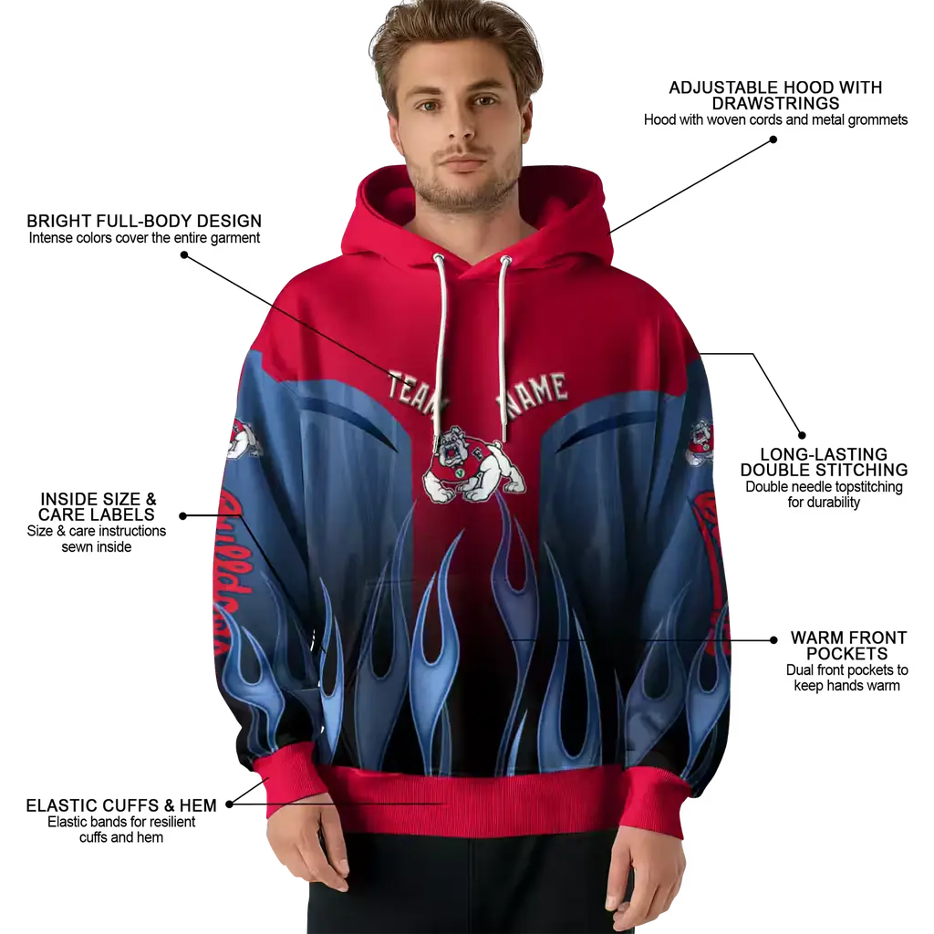 custom fresno state bulldogs flame design red hoodie latest model custom fresno state bulldogs flame design red hoodie latest model