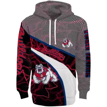custom fresno state bulldogs hexagonal mesh red black gray hoodie best selling