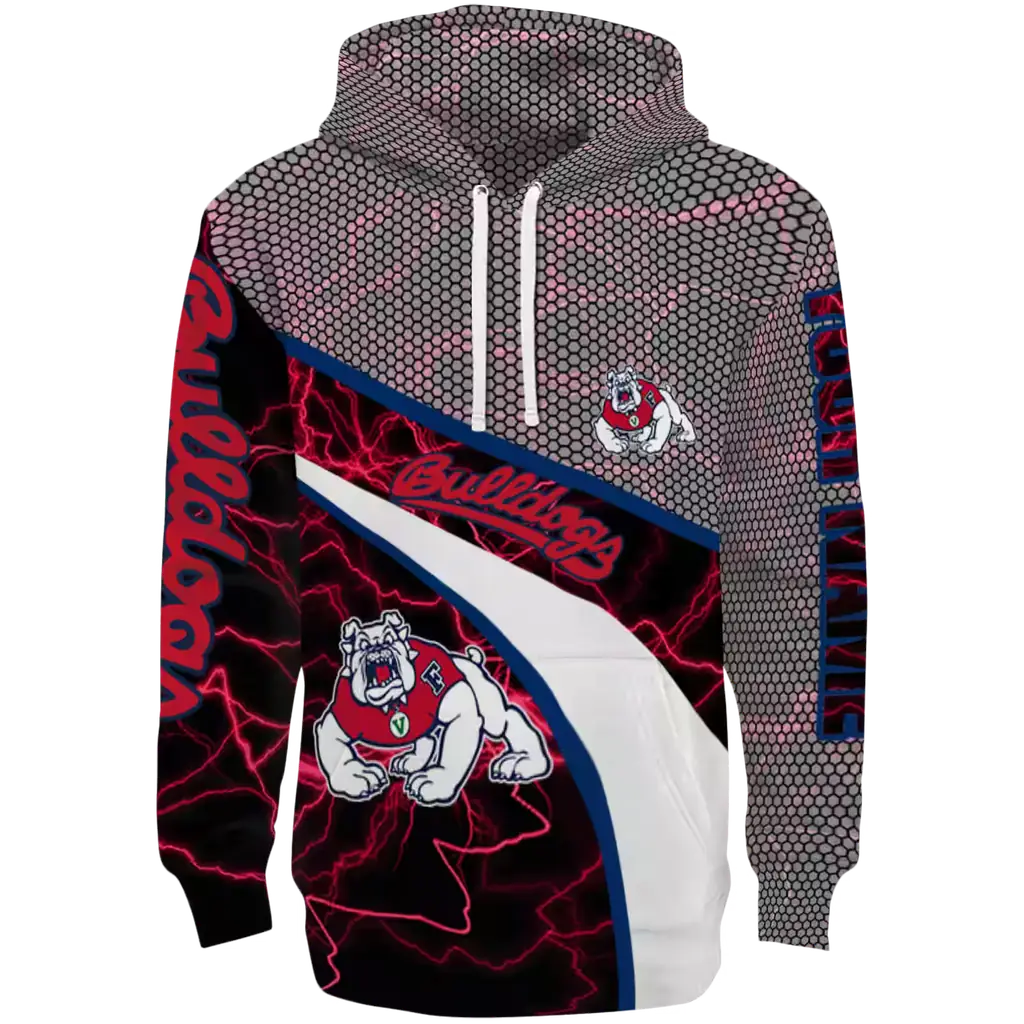 custom fresno state bulldogs hexagonal mesh red black gray hoodie best selling custom fresno state bulldogs hexagonal mesh red black gray hoodie best selling