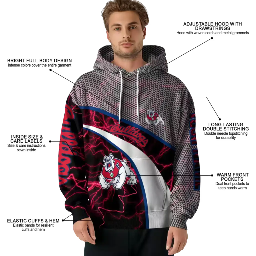 custom fresno state bulldogs hexagonal mesh red black gray hoodie latest model custom fresno state bulldogs hexagonal mesh red black gray hoodie latest model