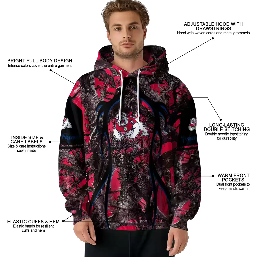 custom fresno state bulldogs hunting theme red black hoodie latest model custom fresno state bulldogs hunting theme red black hoodie latest model