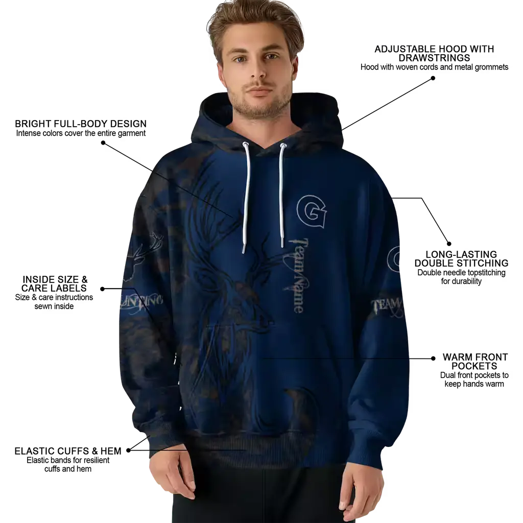 custom georgetown hoyas deer silhouette blue hoodie latest model custom georgetown hoyas deer silhouette blue hoodie latest model