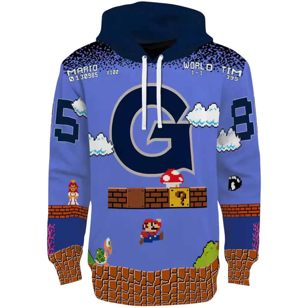 custom georgetown hoyas mario blue black hoodie best selling custom georgetown hoyas mario blue black hoodie best selling