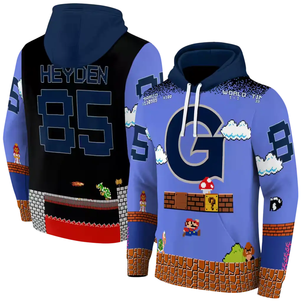 custom georgetown hoyas mario blue black hoodie fashion forward custom georgetown hoyas mario blue black hoodie fashion forward