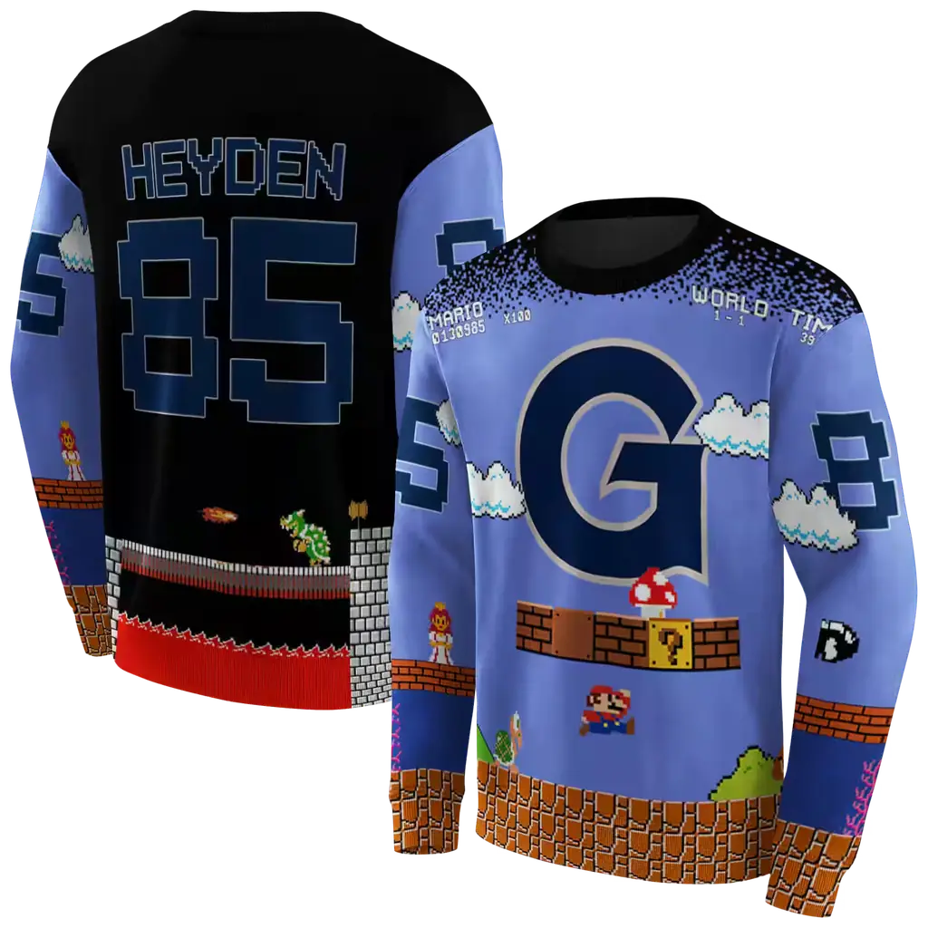 custom georgetown hoyas mario blue black hoodie premium grade custom georgetown hoyas mario blue black hoodie premium grade