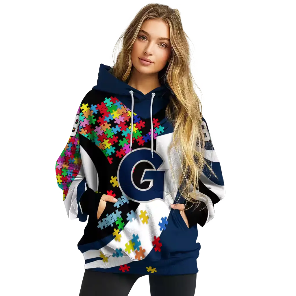 custom georgetown hoyas puzzle pieces blue hoodie high quality custom georgetown hoyas puzzle pieces blue hoodie high quality