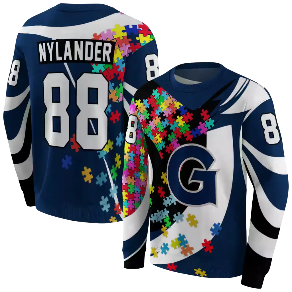 custom georgetown hoyas puzzle pieces blue hoodie premium grade custom georgetown hoyas puzzle pieces blue hoodie premium grade