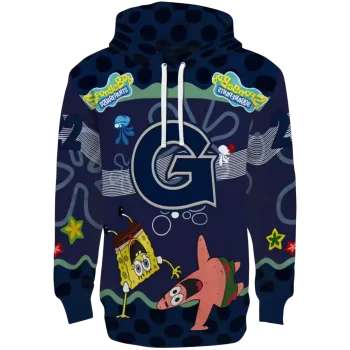 custom georgetown hoyas spongebob patrick star blue navy hoodie best selling