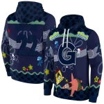custom georgetown hoyas spongebob patrick star blue navy hoodie best selling