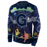 custom georgetown hoyas spongebob patrick star blue navy hoodie best selling