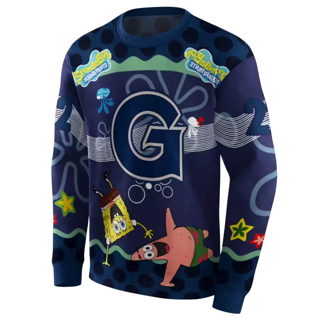 custom georgetown hoyas spongebob patrick star blue navy hoodie new arrival custom georgetown hoyas spongebob patrick star blue navy hoodie new arrival