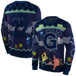 custom georgetown hoyas spongebob patrick star blue navy hoodie best selling