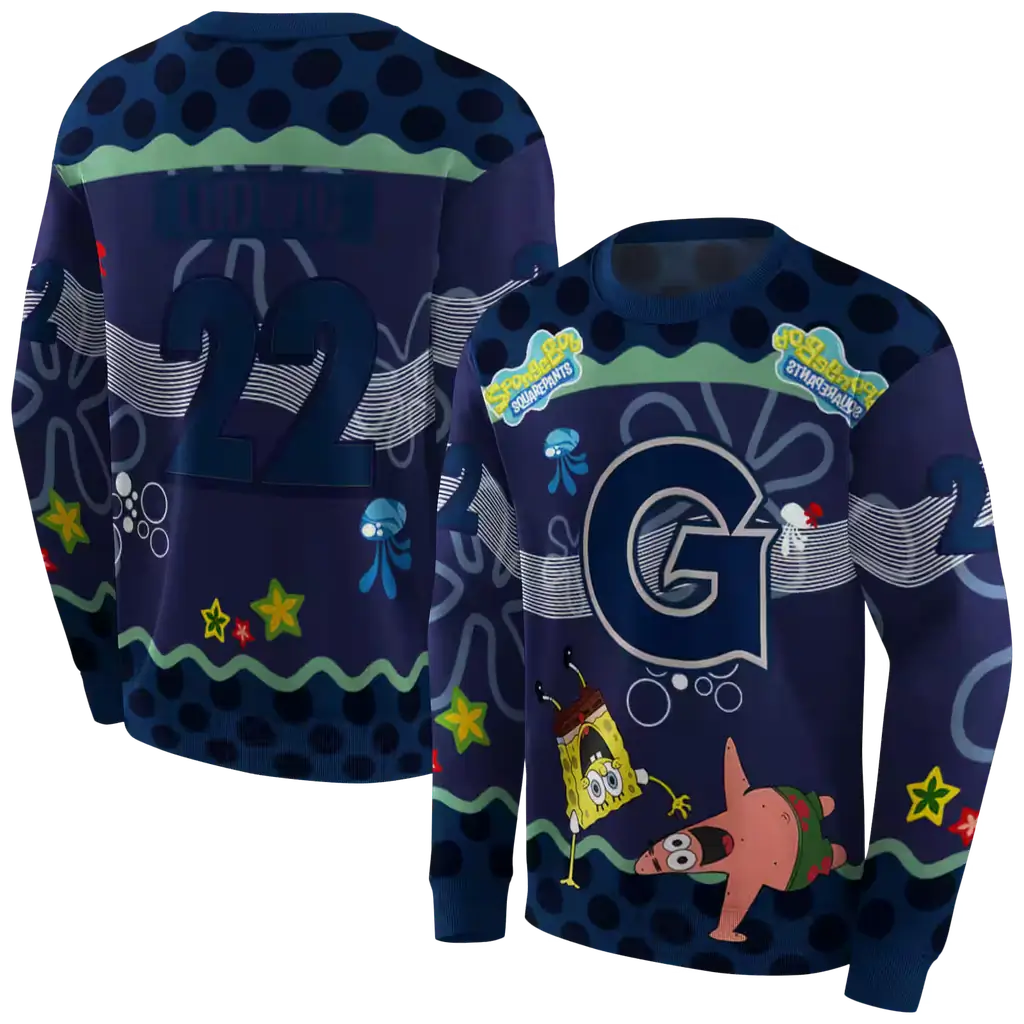custom georgetown hoyas spongebob patrick star blue navy hoodie premium grade custom georgetown hoyas spongebob patrick star blue navy hoodie premium grade