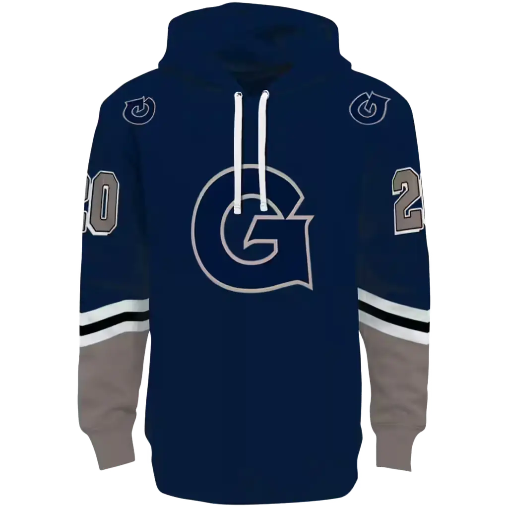 custom georgetown hoyas striped sleeves blue hoodie best selling custom georgetown hoyas striped sleeves blue hoodie best selling