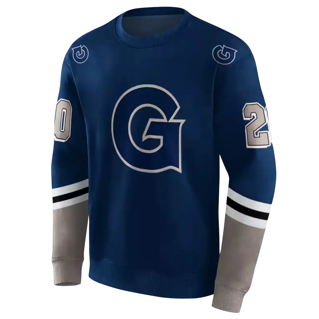 custom georgetown hoyas striped sleeves blue hoodie new arrival custom georgetown hoyas striped sleeves blue hoodie new arrival