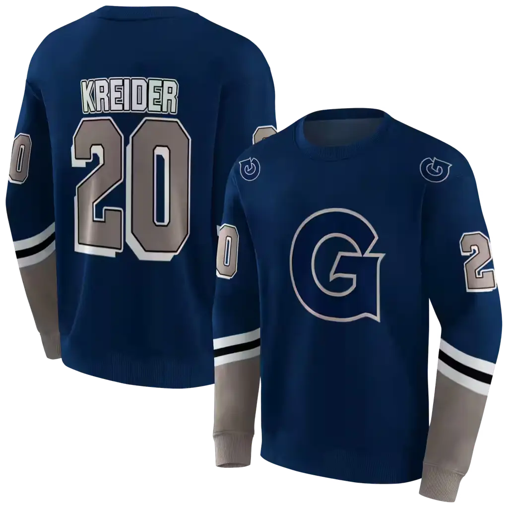 custom georgetown hoyas striped sleeves blue hoodie premium grade custom georgetown hoyas striped sleeves blue hoodie premium grade