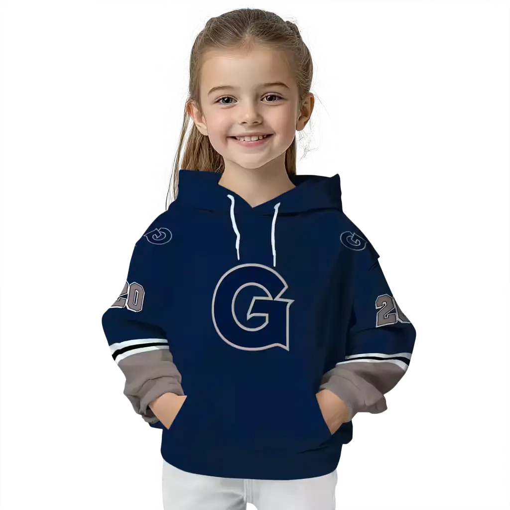 custom georgetown hoyas striped sleeves blue hoodie top rated custom georgetown hoyas striped sleeves blue hoodie top rated