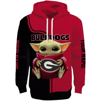 custom georgia bulldogs baby yoda red black hoodie best selling