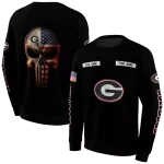 custom georgia bulldogs punisher skull black hoodie best selling