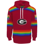 custom georgia bulldogs rainbow stripes red hoodie best selling