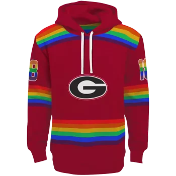 custom georgia bulldogs rainbow stripes red hoodie best selling