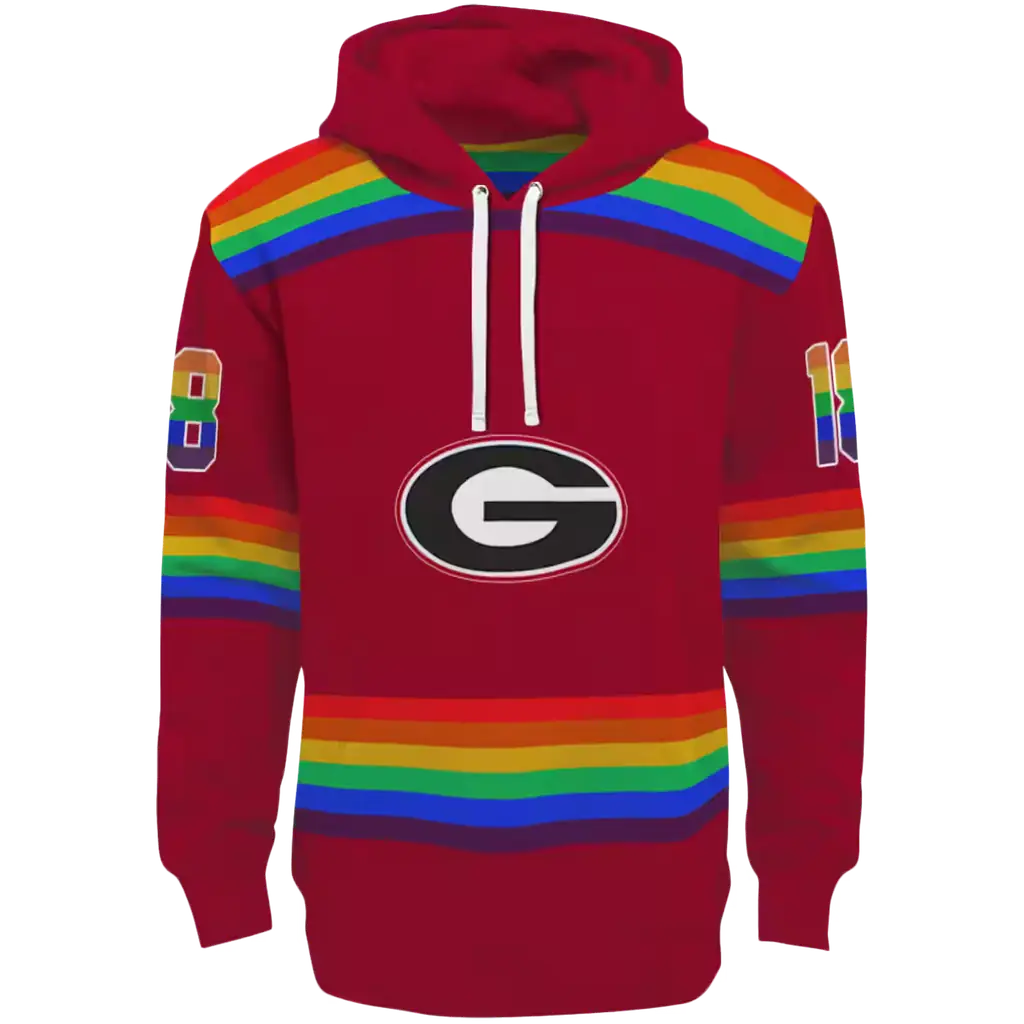 custom georgia bulldogs rainbow stripes red hoodie best selling custom georgia bulldogs rainbow stripes red hoodie best selling