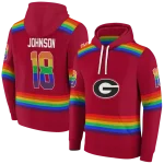 custom georgia bulldogs rainbow stripes red hoodie best selling