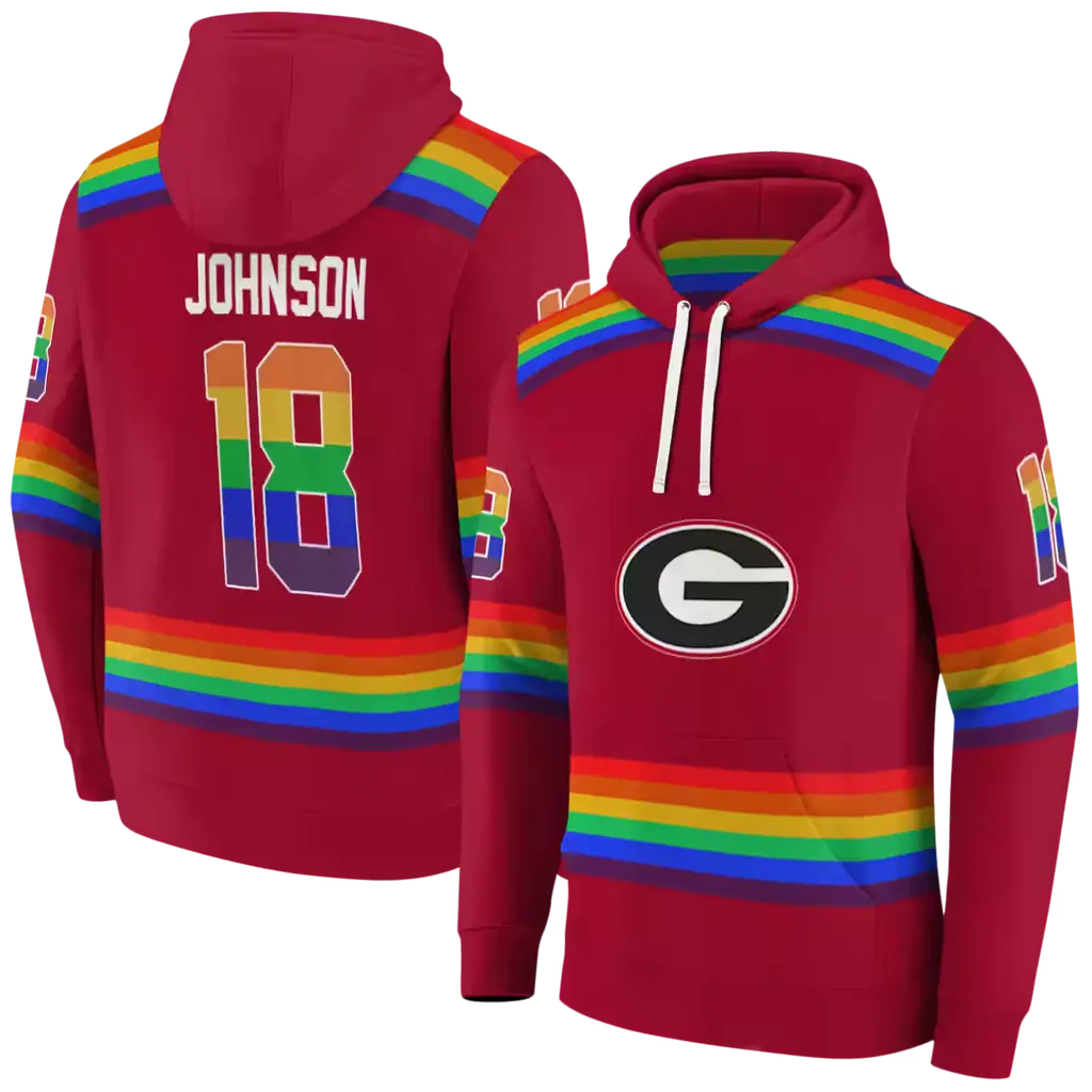 custom georgia bulldogs rainbow stripes red hoodie fashion forward custom georgia bulldogs rainbow stripes red hoodie fashion forward