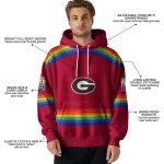 custom georgia bulldogs rainbow stripes red hoodie best selling