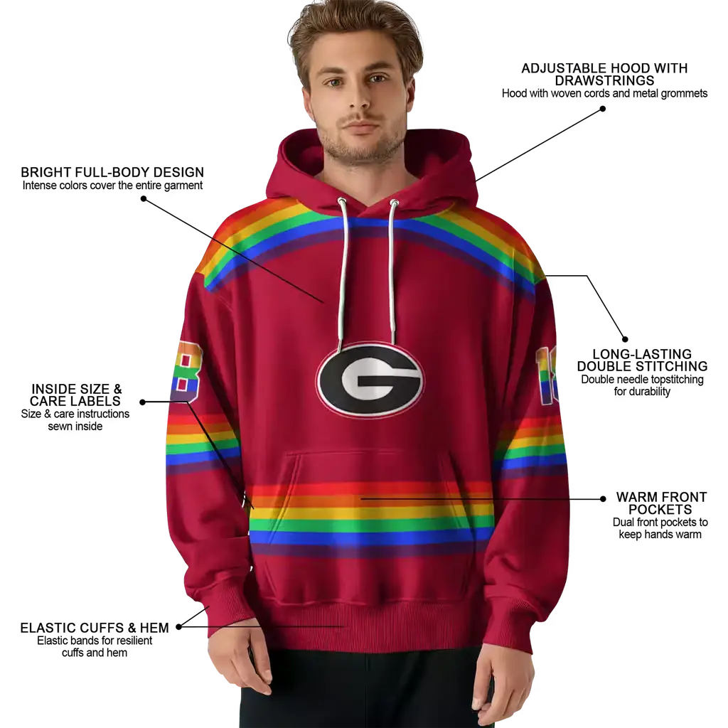 custom georgia bulldogs rainbow stripes red hoodie latest model custom georgia bulldogs rainbow stripes red hoodie latest model